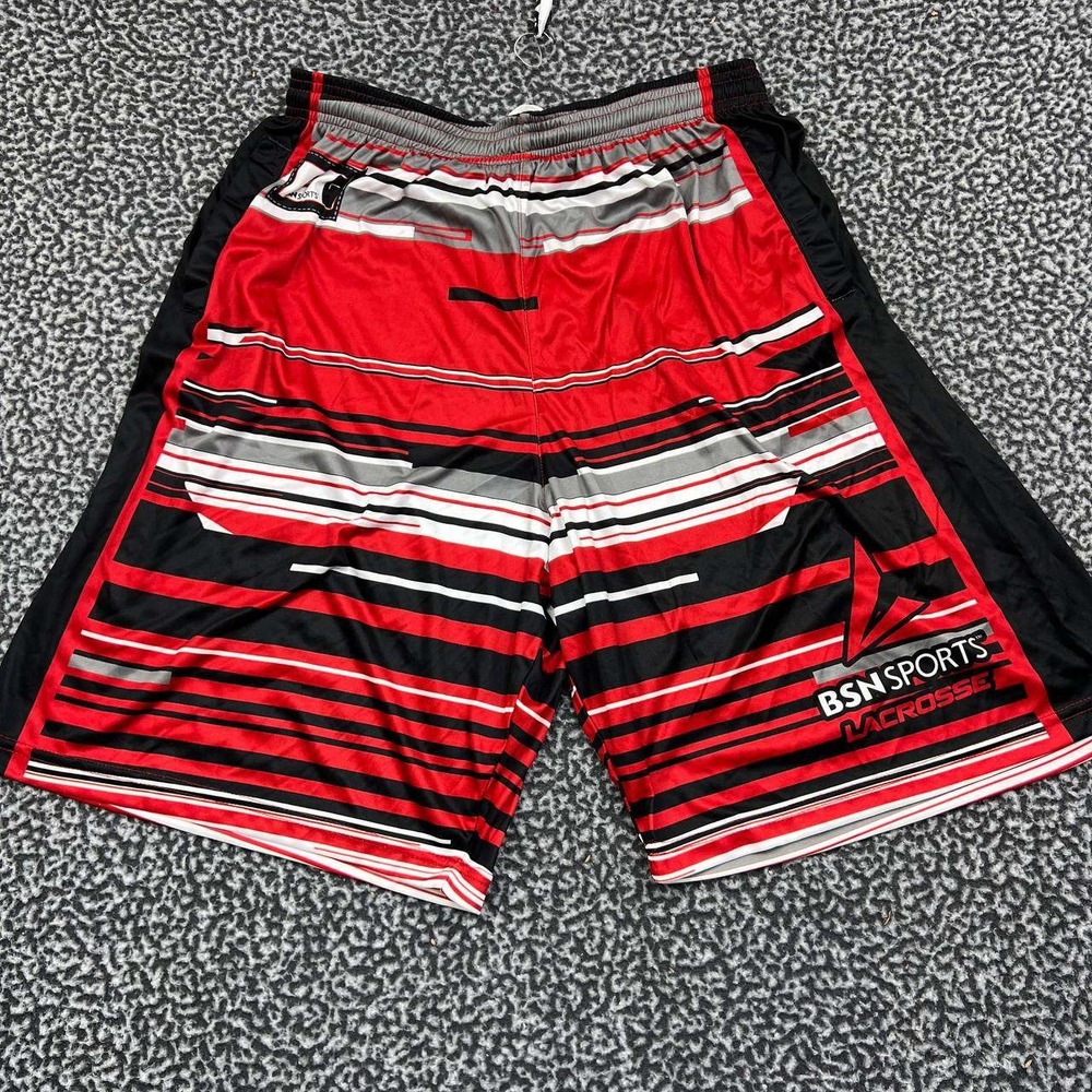 BSN Sports Lacrosse Athletic‎ Shorts Men Large Red Black Drawstring Size 30 L
